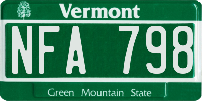 VT license plate NFA798