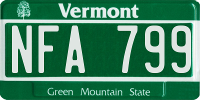 VT license plate NFA799