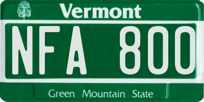 VT license plate NFA800