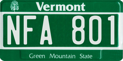 VT license plate NFA801