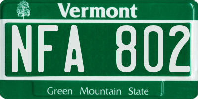 VT license plate NFA802
