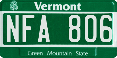 VT license plate NFA806