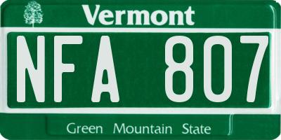 VT license plate NFA807