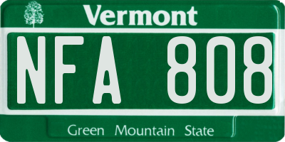 VT license plate NFA808