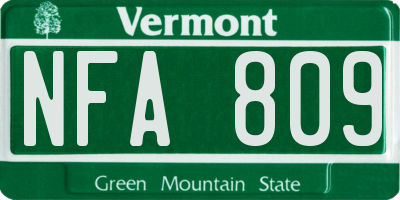 VT license plate NFA809