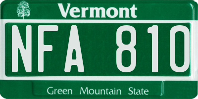 VT license plate NFA810