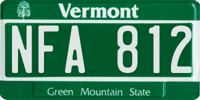 VT license plate NFA812