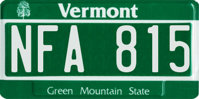 VT license plate NFA815