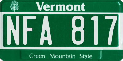 VT license plate NFA817