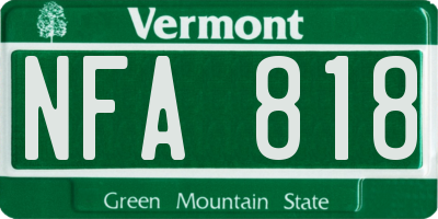VT license plate NFA818
