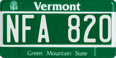 VT license plate NFA820