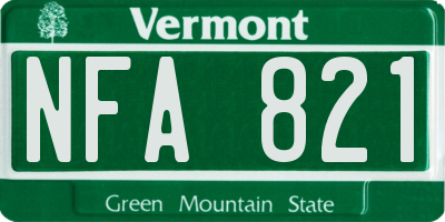 VT license plate NFA821