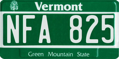 VT license plate NFA825