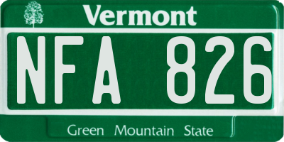 VT license plate NFA826