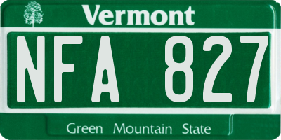 VT license plate NFA827