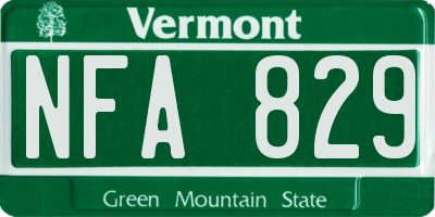 VT license plate NFA829