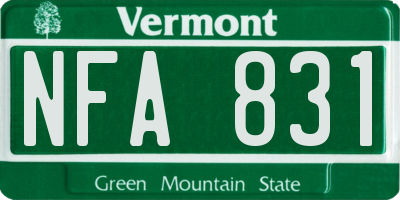 VT license plate NFA831