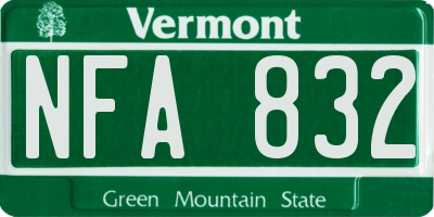 VT license plate NFA832