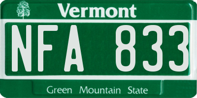 VT license plate NFA833