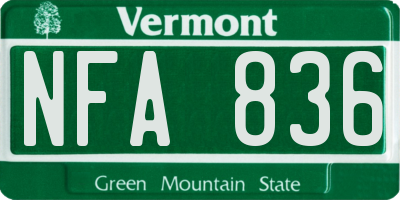 VT license plate NFA836