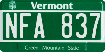 VT license plate NFA837