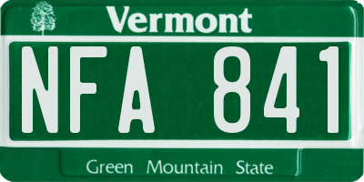 VT license plate NFA841