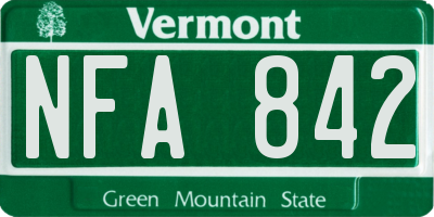 VT license plate NFA842
