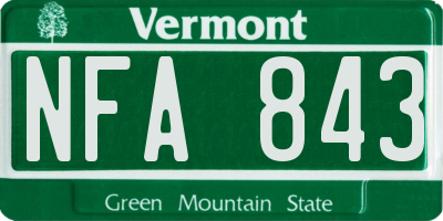 VT license plate NFA843