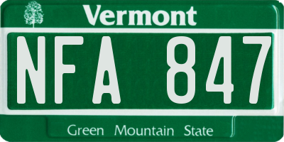 VT license plate NFA847