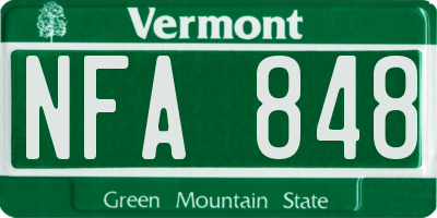 VT license plate NFA848