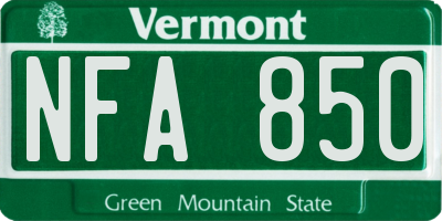 VT license plate NFA850