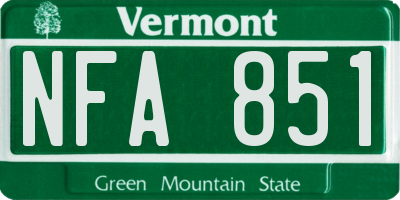 VT license plate NFA851