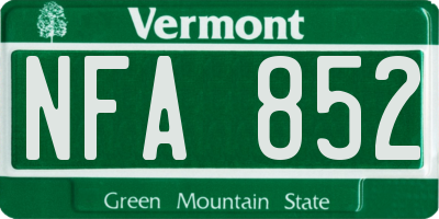 VT license plate NFA852