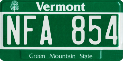 VT license plate NFA854