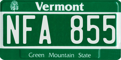 VT license plate NFA855