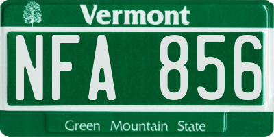 VT license plate NFA856