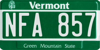 VT license plate NFA857