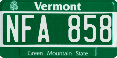 VT license plate NFA858