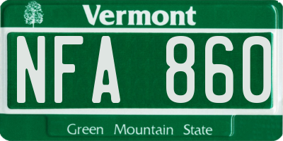 VT license plate NFA860
