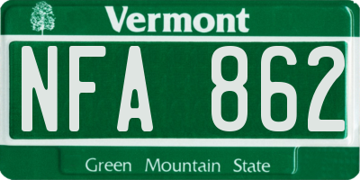 VT license plate NFA862
