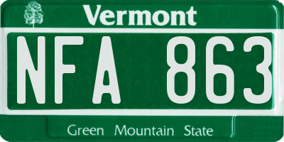 VT license plate NFA863