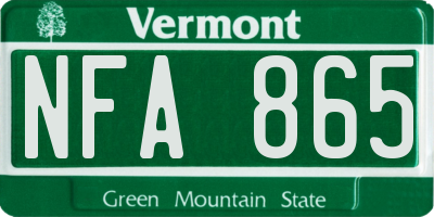 VT license plate NFA865
