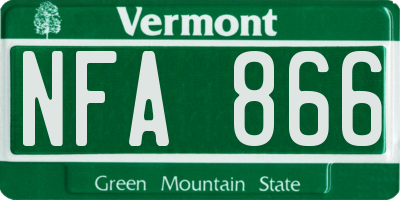 VT license plate NFA866