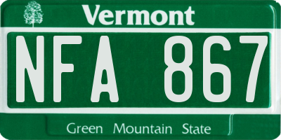 VT license plate NFA867