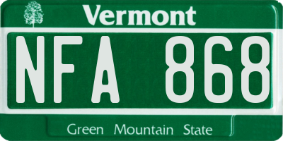 VT license plate NFA868