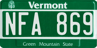 VT license plate NFA869