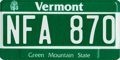 VT license plate NFA870
