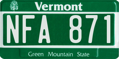 VT license plate NFA871