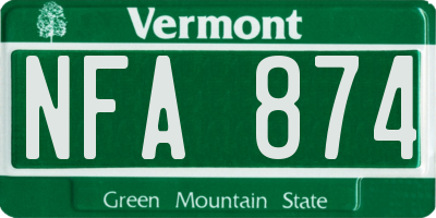 VT license plate NFA874