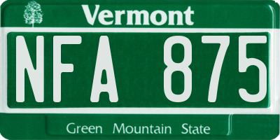 VT license plate NFA875